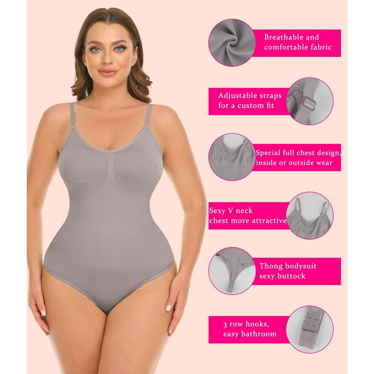 MANIFIQUE Shapewear Tummy Control Bodysuits Women Clothing Seamless Body  Shaper V Neck Jumpsuits Top