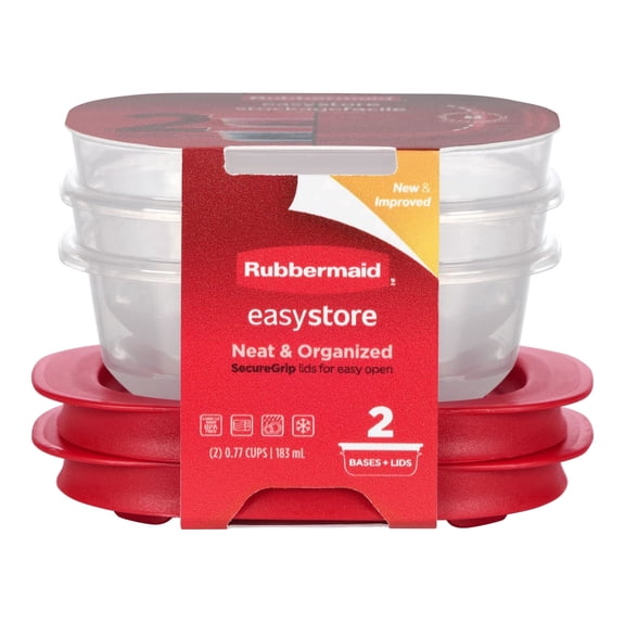Rubbermaid 0.77-Cup EasyStore Rectangle Containers, 2 Pack, Food Storage Containers, Food Storage Containers with Lids