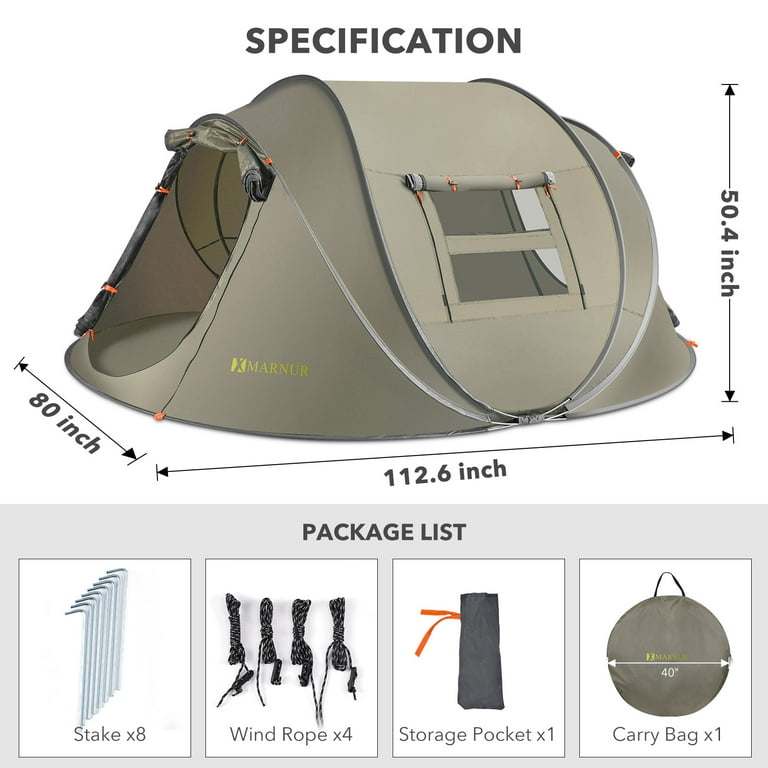 QOMOTOP Waterproof 4-Person Instant Tent, Large for Adults
