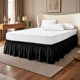 thumbnail image 2 of Elastic Wrap Around Bed Skirt Dust Ruffle Smooth Soft Bed Frame Cover 15-inch Drop (Twin, Black), 2 of 9