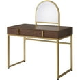 thumbnail image 1 of ACME Coleen Vanity Desk in Walnut & Gold Finish, 1 of 12