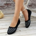 thumbnail image 6 of HTHLVMD Rhinestone Ballet Flats for Women, Slip-On Dressy Flats, Casual Walking Flats for Women, Comfortable Slip-On Shoes, Womens Faux Suede Rhinestone Ballerina Ballet Flats Shoes, Black 6, 6 of 7