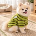 thumbnail image 2 of Goowood Warm Fleece Dog Sweater Striped Small Pet Sweater, Two Legged Puppy Coat Outfit for Cat Small Dogs Chihuahua Fall Winter Pet Apparel, 2 of 7