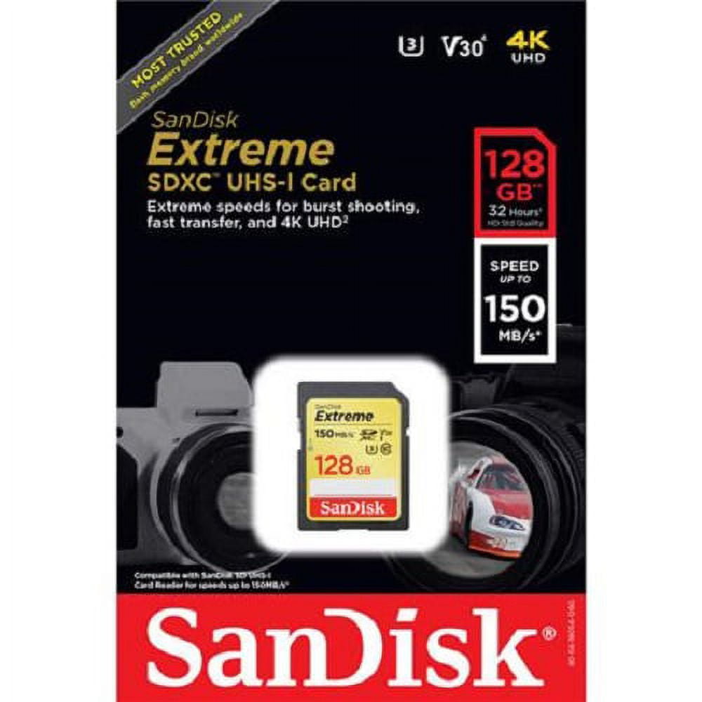 SanDisk - Extreme 128GB SDXC UHS-I Memory Card