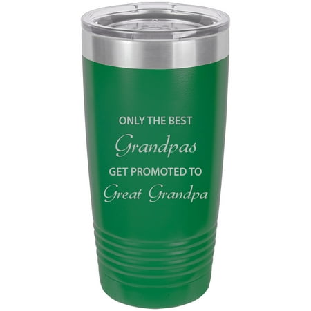 Only the Best Grandpas Get Promoted to Great Grandpa Stainless Steel Engraved Insulated Tumbler 20 Oz Travel Coffee Mug,