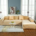 thumbnail image 2 of TOPCHANCES L Shape Sofa Covers Stretch 2 Piece Sectional Couch Slipcovers Furniture Protector  3+4 Seater, with 4pcs Pillowcases, Beige, 2 of 11