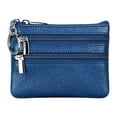 thumbnail image 2 of Key Ring Multi Slots Women Wallet Bright Color 3 Zipper Pockets Faux Leather Coin Purse for Daily Using, 2 of 8