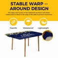 thumbnail image 4 of Navy Blue Christmas Table Cloths for 3 Foot Rectangle Tables, Xmas Botanical Ball Bell Patio Waterproof Elastic Fitted Tablecloths, Washable Rectangular Table Cover for Camping, 4 of 8