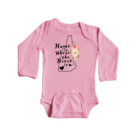 

Inktastic New Hampshire Home is Where the Heart is with Watercolor Gift Baby Boy or Baby Girl Long Sleeve Bodysuit