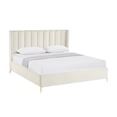 thumbnail image 2 of Montrell Upholstered Velvet Queen Size Wingback Platform Bed, Cream White, 2 of 7