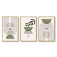 thumbnail image 6 of SHENIFY Large 24x36in3pcs Natural Framed Green Botanical Boho Wall Art Modern Sage Bohemian Wall Decor Geometry Lines Prints Ready to Hang, 6 of 8