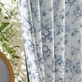 thumbnail image 3 of CURTAINKING Blackout Curtains 96 Inches Long, Printed Floral French Farmhouse Curtains for Bedroom Living Room Back Tab Thermal Insulated Window Drapes, 2 Panels Blue, 3 of 10