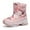 Pink, variant on WUXIAN Child Kid Winter Shoes Outdoor School Warm Snow Boots Shoes For Boys Girls Soft Baby Footwear