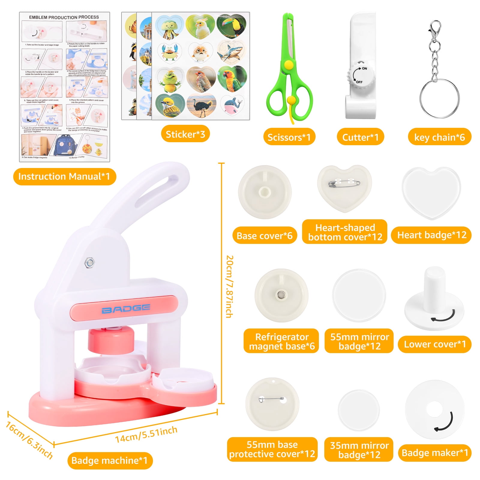 ABS Badge Making Kit Cultivate Creativity Pin Maker Kit Foster Hand On Skill Badge Maker Machine Add Fun DIY Machine for Children