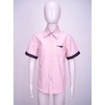 thumbnail image 3 of Fldy Kids Boys Casual Short Sleeve School Shirts Turndown Collar Button Closure Polka Dots Print Pink 130, 3 of 7