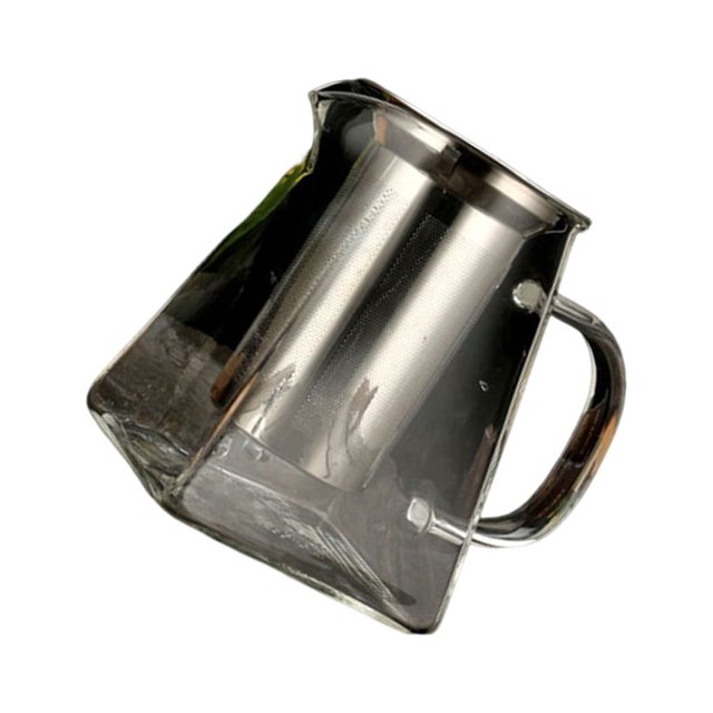 braveheart Tea Pot with Stainless Steel Infuser Transparent Temperature Glass Kettle Square Filter Juice Heated Container Home Office Hotel 350ml