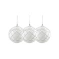 thumbnail image 2 of 3ct White and Silver Beaded and Glittered Shatterproof Christmas Ball Ornaments 3" (75mm), 2 of 2