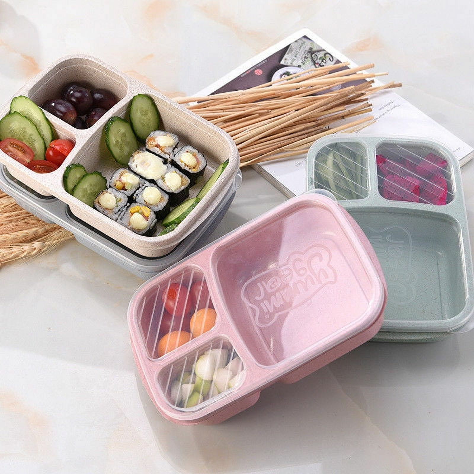3 Layer Plastic Lunch Box Food Container Bento Lunch Boxes With 3-Compartment Microwave Picnic Food Container Storage Box - image 3 of 5