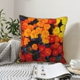 thumbnail image 6 of Fotbe Marigold Flowers In Different Colors Pattern Velvet Decorative Throw Pillow Covers with Elegant Piping, Soft Plush Cushion Cover for Sofa, Bed, Car, Office-16"x16", 6 of 8
