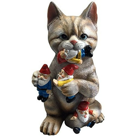 GARDEN GNOME STATUE - Cat massacre - funny Knomes sculpture figurines Art Décor - Best Indoor outdoor for Patio Yard Lawn House or door - Unique New Design, Makes a perfect