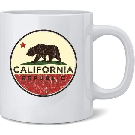 

California Republic Flag Bear Retro Ceramic Coffee Mug Tea Cup Fun Novelty Gift 12 oz