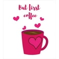 thumbnail image 3 of But First Coffee Duvet Cover Set, Calligraphic Concept with Hand Drawn Text and Hearts, Decorative 2 Piece Bedding Set with 1 Pillow Shams, Twin Size, Hot Pink Dark Cocoa, by Ambesonne, 3 of 3