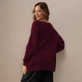 thumbnail image 5 of QUALFORT 100% Cotton Cardigan Sweaters for Women, V Neck Button Down Chunky Knit Cozy Relaxed Fit Sweater Cardigan, Burgundy S, 5 of 9