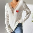 thumbnail image 2 of Sentmoon Womens Sweaters V Neck Lightweight and Warm Knitted Long Sleeve Fall Clothes Women Solid Color Plus Size Loose Knitted Tops for Women Active Winter for Weekend Outings White L, 2 of 8