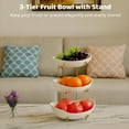 thumbnail image 6 of 3-Tier Fruit Bowl with Stand, Ceramic Fruit Tray with Metal Rack, Snack Bowl for Countertop, Porcelain Dessert Serving Platter for Cakes, Nuts, 6 of 6