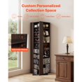 thumbnail image 4 of YKITRD Media Storage Cabinet CD Rack Tower with 34 Compartments in Brown, 4 of 12