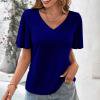 thumbnail image 1 of Blouse Décontractée à Manches Courtes et Col en V pour Femmes, Légère et Douce en Polyester, pour Usage Quotidien, Fête, Travail, Vacances, Printemps Automne, 1 of 6
