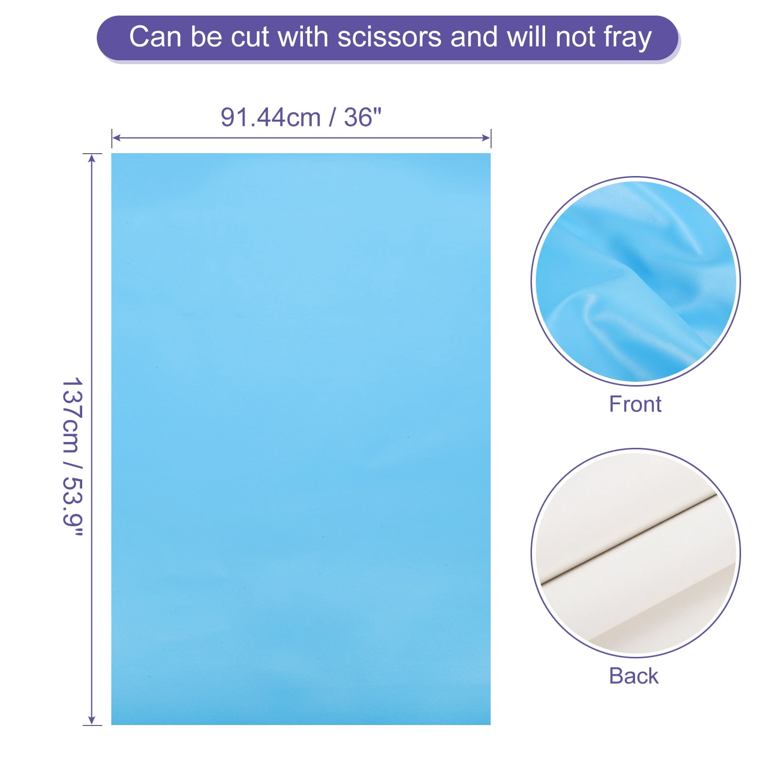 Uxcell Faux Leather 1 Yards Length 1mm Thick PU Leather for Sofa Bags DIY Crafts, Sky Blue