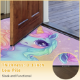 thumbnail image 6 of CURLYOOT Fancy Unicorn Cartoon Animal Pattern Half Round Door Mat 24'' x 36'', Indoor Outdoor Entrance Rug, Semi Circular Area Rug, Non Slip Washable Absorbent Doormat, Laundry Room Rug, 6 of 7