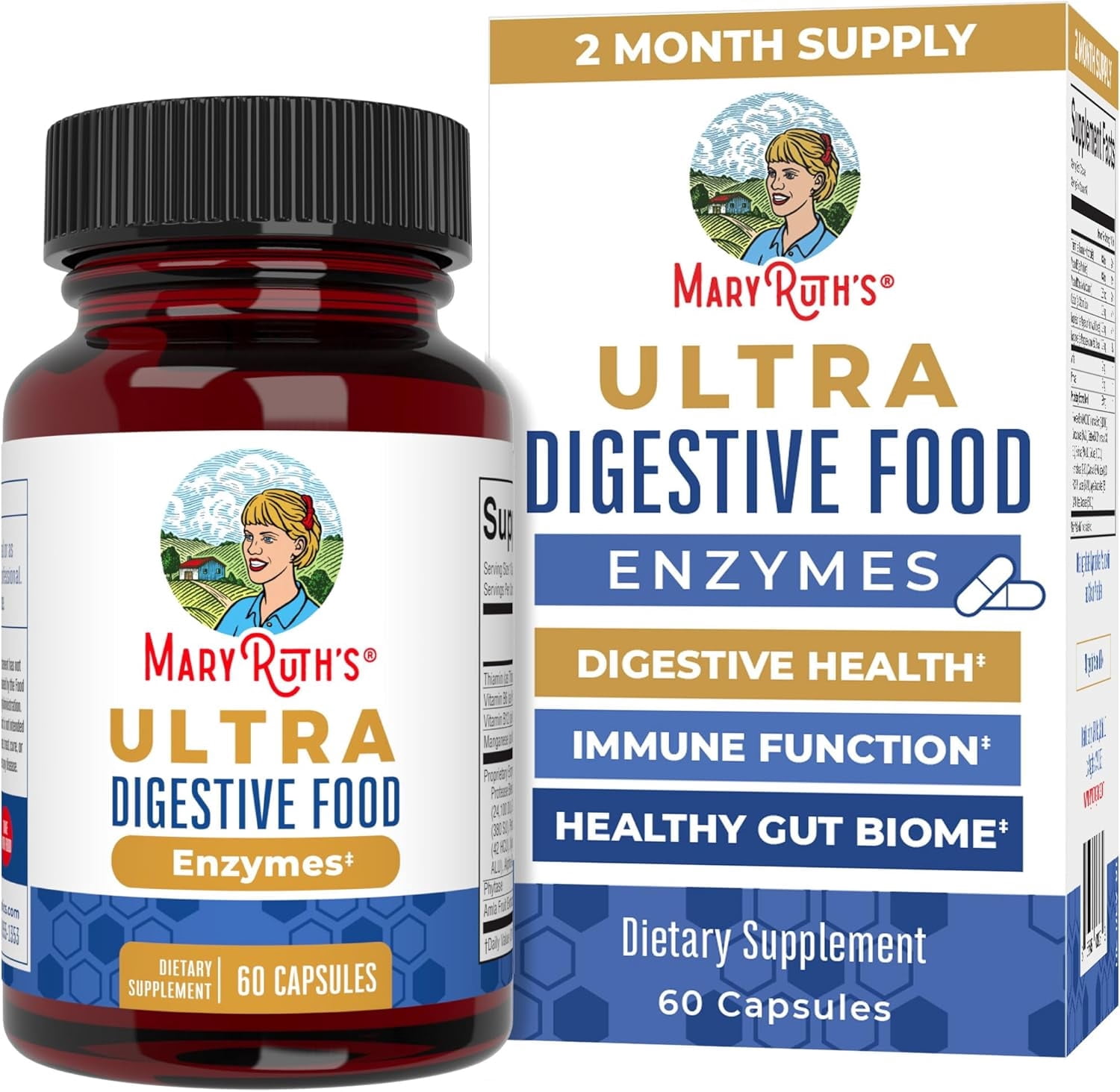 (3 pack) MaryRuth's Digestive Enzymes Advanced Complex, Dietary Supplement, Adults, 60 Capsules