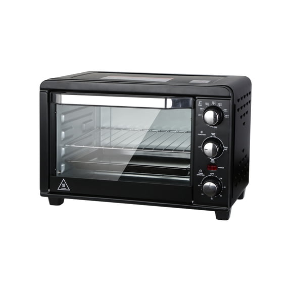 Simple Deluxe Toaster Oven with 20Litres Capacity,Compact Size Countertop Toaster, Easy to Control with Timer-Bake-Broil-Toast Setting, 1200W, Stainless Steel,16x11in,Black,Extra Large