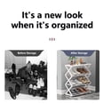 thumbnail image 6 of Qocolhg Z-Shaped 4 Tier Free Standing Plastic Shoe Rack for Closet Holds 8 Pairs Shoe Organizer Stackable Shoe Storage Shelf for Entryway, Closet, Garage, Bedroom, Cloakroom, White, 6 of 6