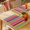 thumbnail image 4 of Mexican Style Placemats Set of 8 Colorful Mexico Stripes Orange Purple Place Mats Indoor Wipeable Table Mats Washable Cloth Dining Table Placemats for Kitchen Holiday Party Home Decor 13x19 Inch, 4 of 9