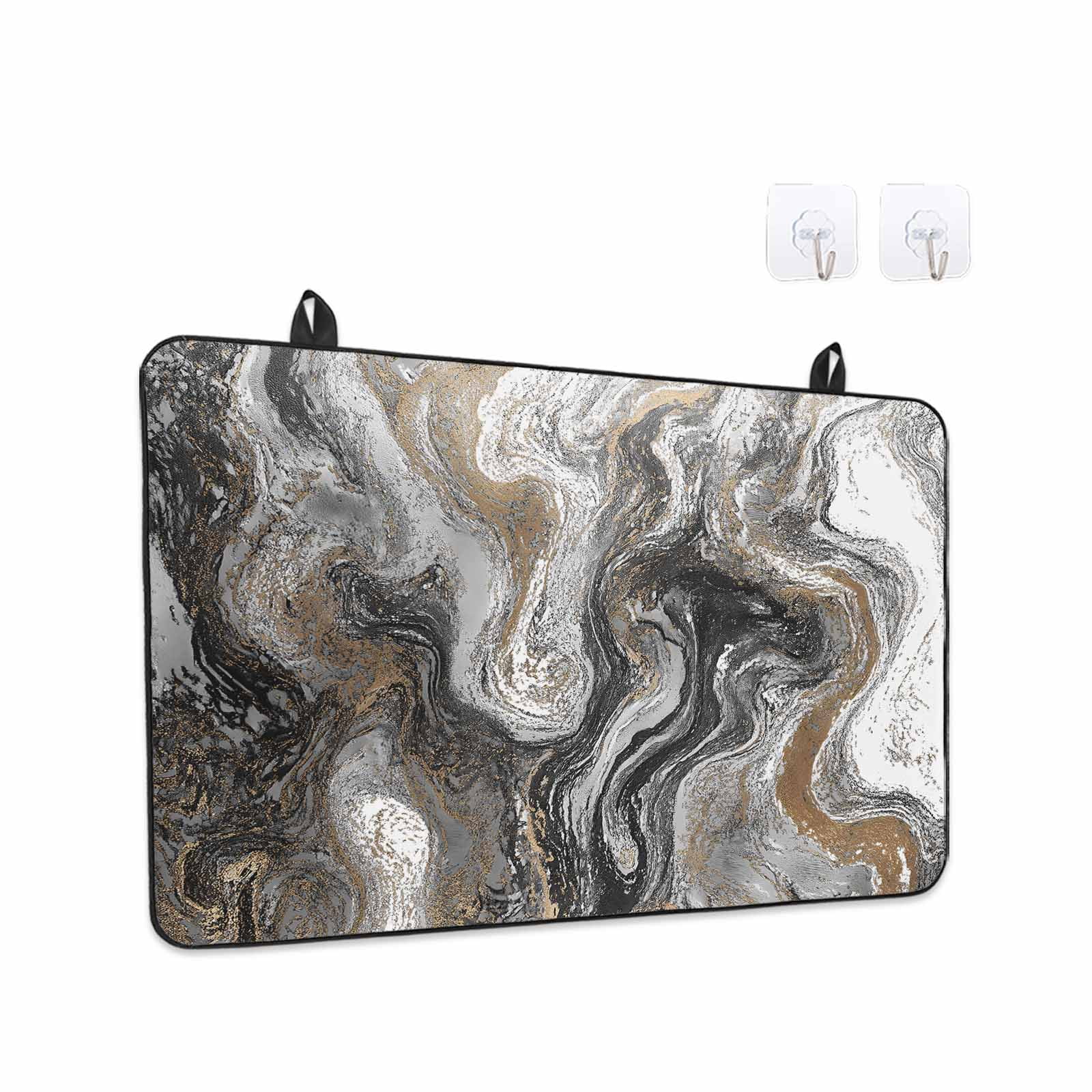 Black Marble Stove Top Cover for Electric Stove, Heat-proof & Non Slip Glass Top Stove Cover Protector, Retro Chic Abstract Mottled Texture Art Kitchen Flat Cooktop Rubber Mat 28.5x20.5 Inches