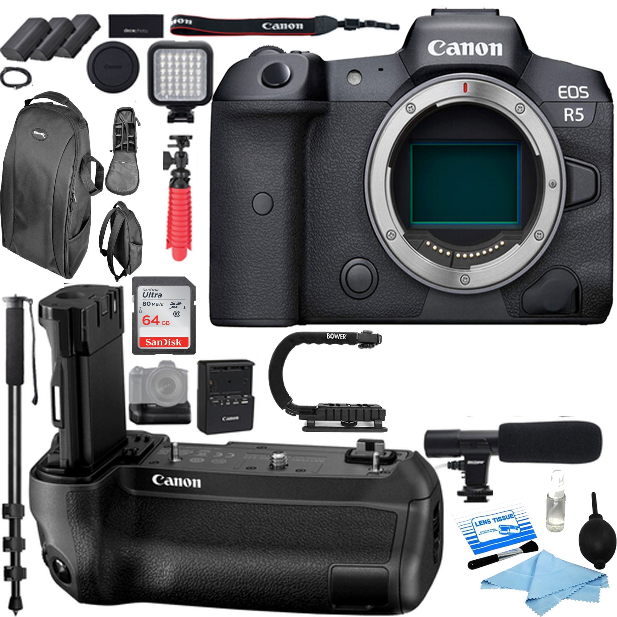 Canon EOS R5 Mirrorless Digital Camera (Body Only) with Canon BGR10
