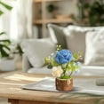 thumbnail image 2 of Xoiie Handmade Crochet Flowers Pot, Wooden Flower Bouquet, Crochet Rose Bouquet Knitted Creative Potted Plant Cute Home Desktop Decorations and Gifts for Friends, Lovers, Classmates, 2 of 7