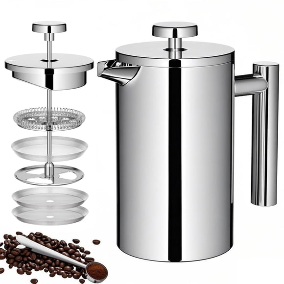Cafetera francesa Meelio, pequeña, 600 ml, acero inoxidable
