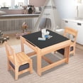 thumbnail image 2 of Kids Table and Chair Set, 3 in 1 Wooden Kids Activity Table Set with Storage Drawer, Detachable Tabletop, Toddlers Table and Chair Set for Drawing Reading Arts Crafts Playroom Nursery, Natural, 2 of 9