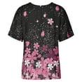 thumbnail image 5 of USSUMA Womens Tops Casual Women Classic Summer Floral Print Short Sleeve Plus Tunics Loose Tunic Tops Flowy Blouses Shirt Ladies Tops Trendy, 5 of 8