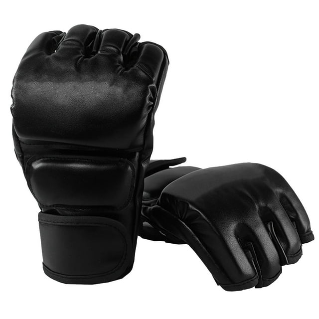Guantes de Boxeo, Diseño de Palma Abierta Pu Cuero Absorbe Ajustable 1 par medio Dedos Guantes de Lucha para Muay Tailandés para Bolsa de Boxeo para la aptitud física