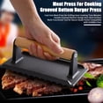 thumbnail image 2 of Homelife Meat Press for Grilling Round Cast Iron Bacon Press Rectangle Burger Press with Wooden Handle with Wooden Handle, 2 of 13