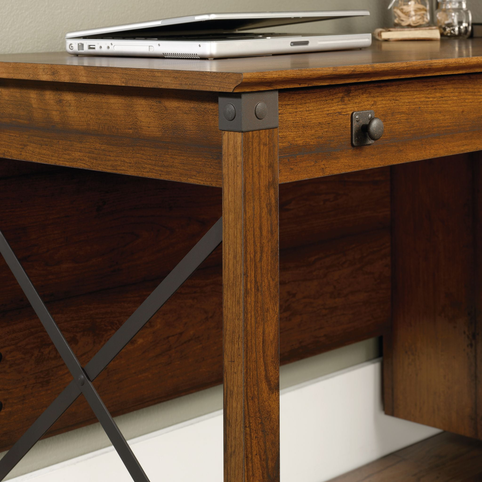 Sauder Carson Forge Computer Desk, Washington Cherry finish