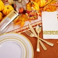 thumbnail image 6 of 350 Pieces White and Gold Plastic Plates - 50 Guest Thanksgiving Dinnerware Set Include 100 Plates, 50 Gold Plastic Silverware, 50 Gold Napkins and 50 Gold Rim Cups for Thanksgiving, 6 of 17