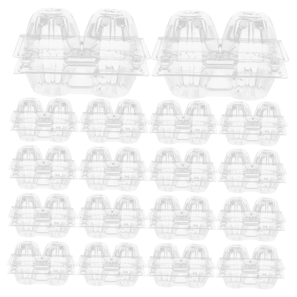 LEORX Worgeous 100pcs Plastic Egg Carton for 2 Eggs Clear Reusable Stackable Egg Storage Container with Lid