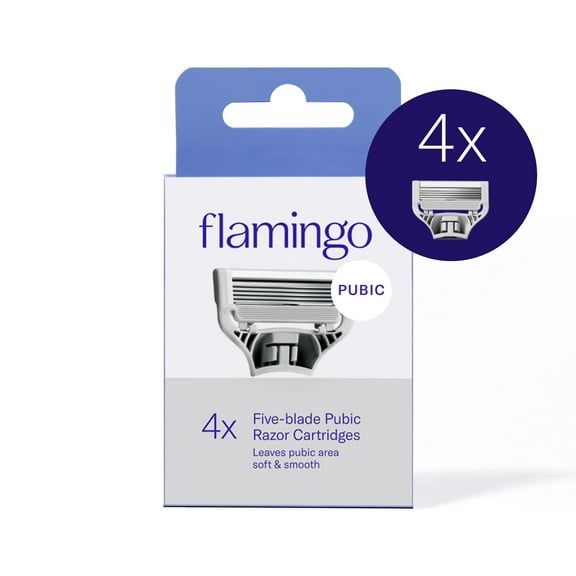 Flamingo Women's Pubic Razor Blade Refill Cartridges, 4 Count