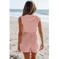 thumbnail image 2 of Gossamer Pink Ribbed Button V Neck Tank Top and High Waist Shorts Set | [ZhiHiMeRi] | (US 12-14)L, 2 of 7
